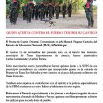 QUIEN ATENTA CONTRA EL PUEBLO TENDRÁ SU CASTIGO vaj