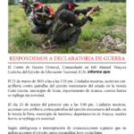 RESPONDEMOS A DECLARATORIA DE GUERRA
