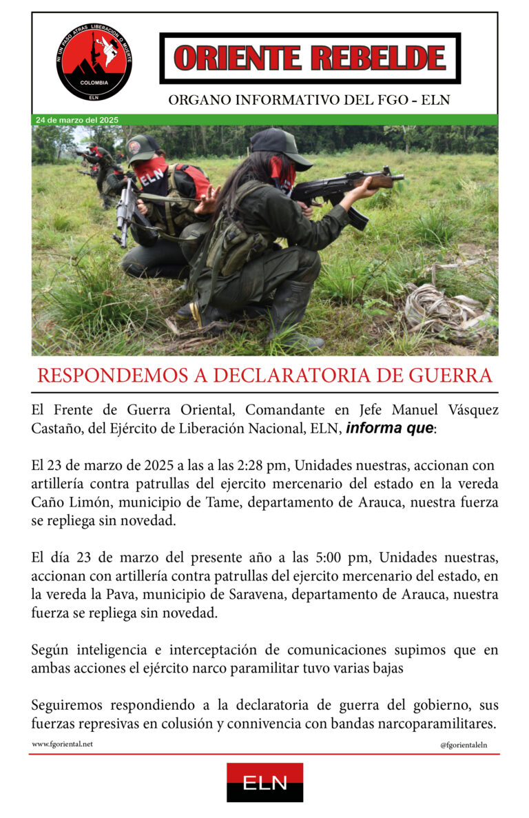 RESPONDEMOS A DECLARATORIA DE GUERRA